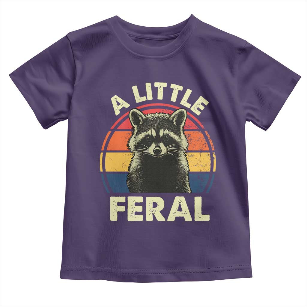 Funny Raccoon Toddler T Shirt A Little Feral Trash Panda Meme Retro TS02 Purple Print Your Wear