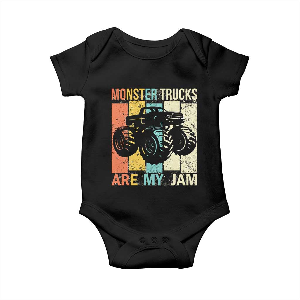 Monster Trucks Are My Jam Baby Onesie Vintage Retro TS02 Black Print Your Wear