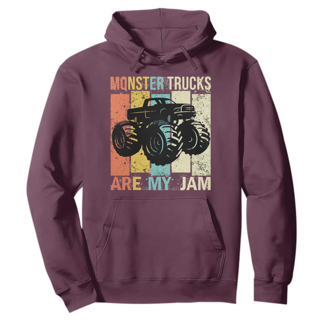Monster Trucks Are My Jam Hoodie Vintage Retro TS02 Maroon Print Your Wear