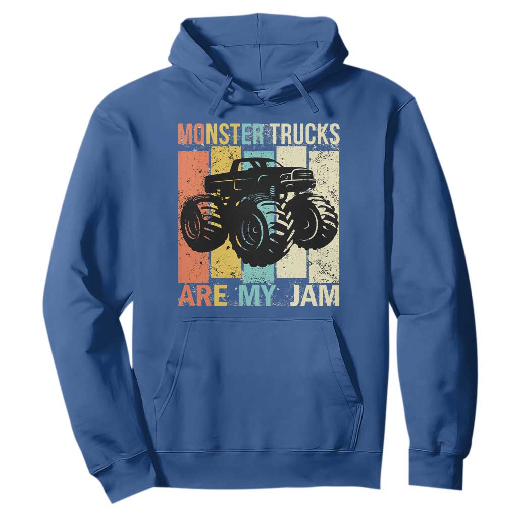 Monster Trucks Are My Jam Hoodie Vintage Retro TS02 Royal Blue Print Your Wear
