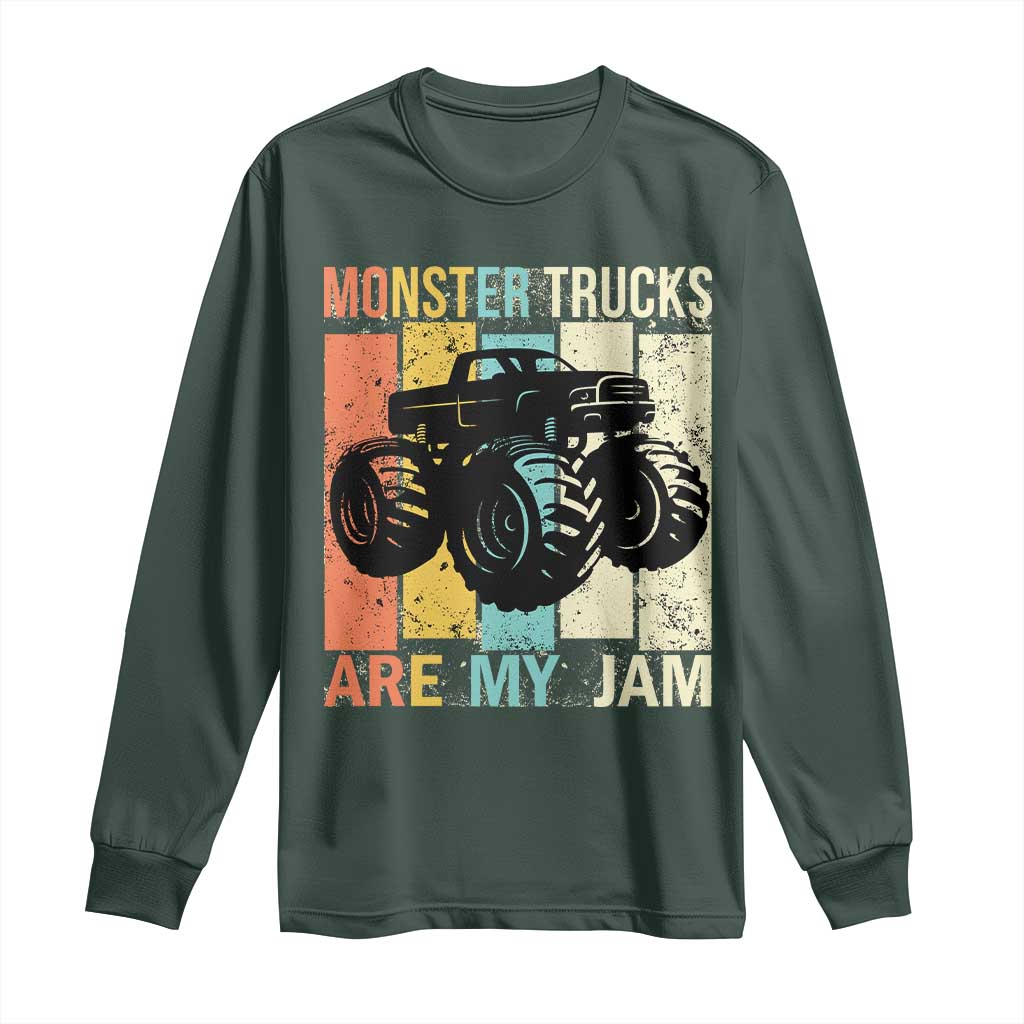 Monster Trucks Are My Jam Long Sleeve Shirt Vintage Retro TS02 Dark Forest Green Print Your Wear