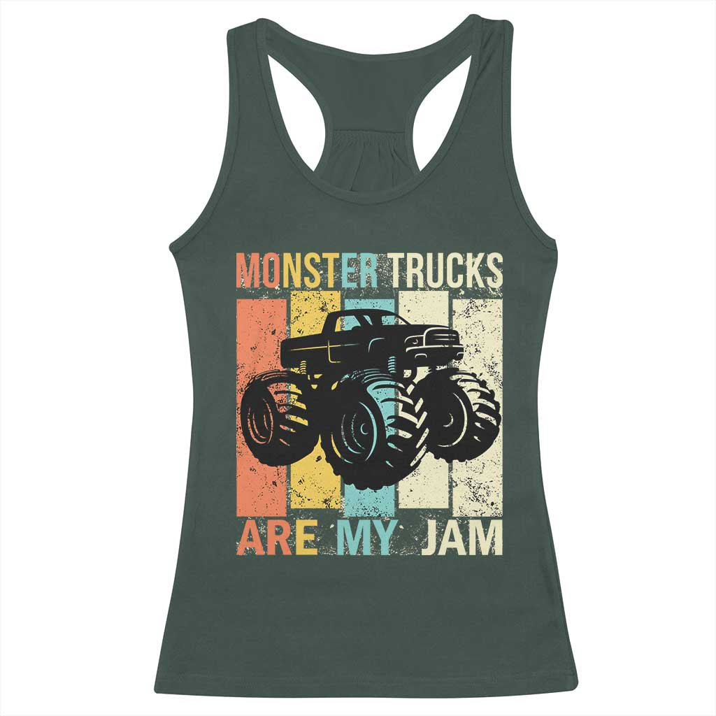 Monster Trucks Are My Jam Racerback Tank Top Vintage Retro TS02 Dark Forest Green Print Your Wear