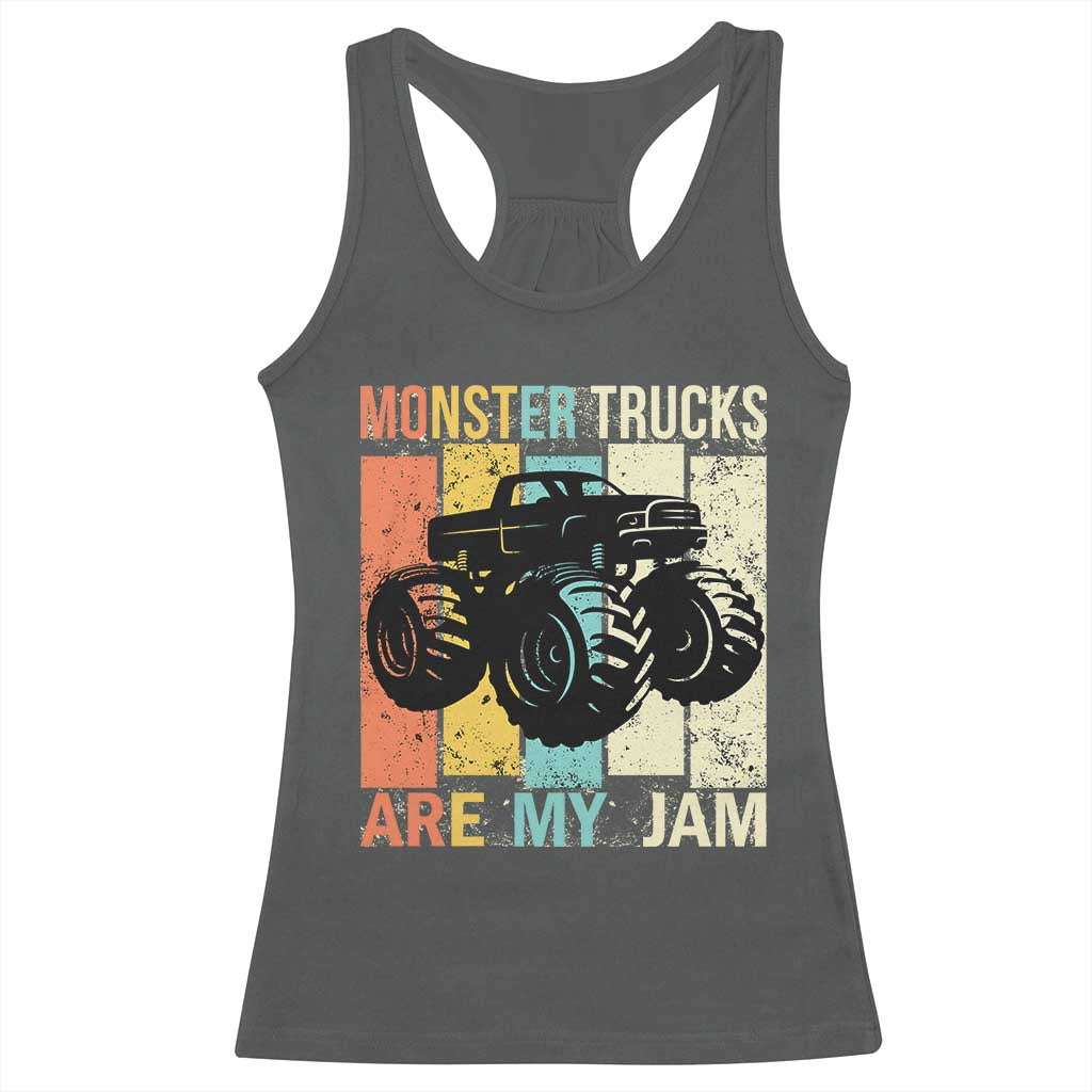 Monster Trucks Are My Jam Racerback Tank Top Vintage Retro TS02 Dark Heather Print Your Wear