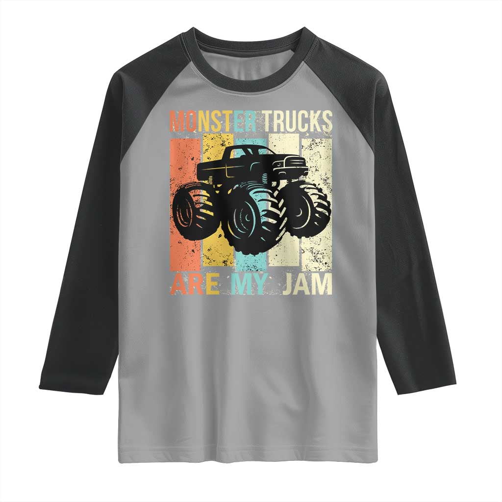 Monster Trucks Are My Jam Raglan Shirt Vintage Retro TS02 Sport Gray Black Print Your Wear