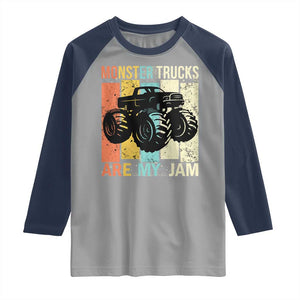 Monster Trucks Are My Jam Raglan Shirt Vintage Retro TS02 Sport Gray Navy Print Your Wear