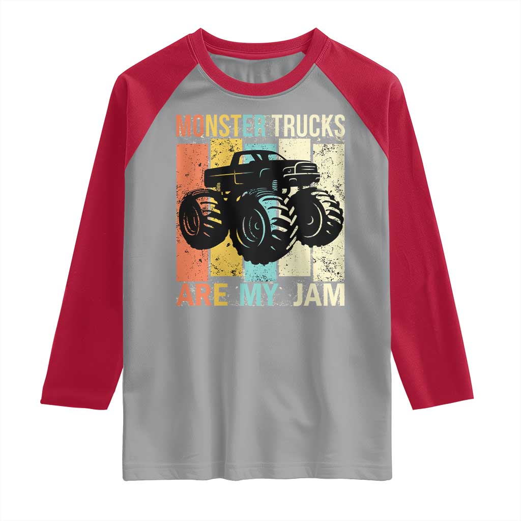 Monster Trucks Are My Jam Raglan Shirt Vintage Retro TS02 Sport Gray Red Print Your Wear