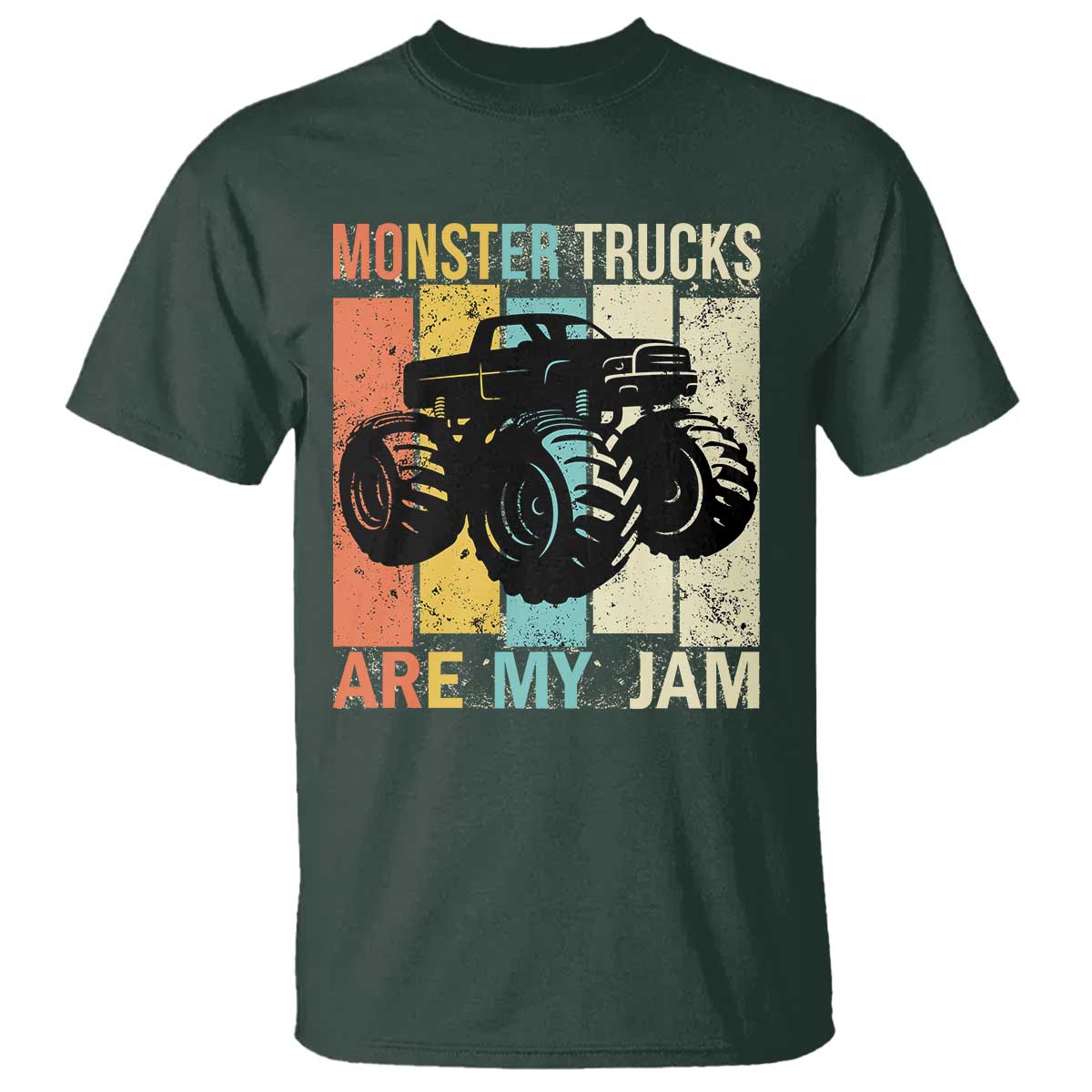 Monster Trucks Are My Jam T Shirt Vintage Retro TS02 Dark Forest Green Print Your Wear
