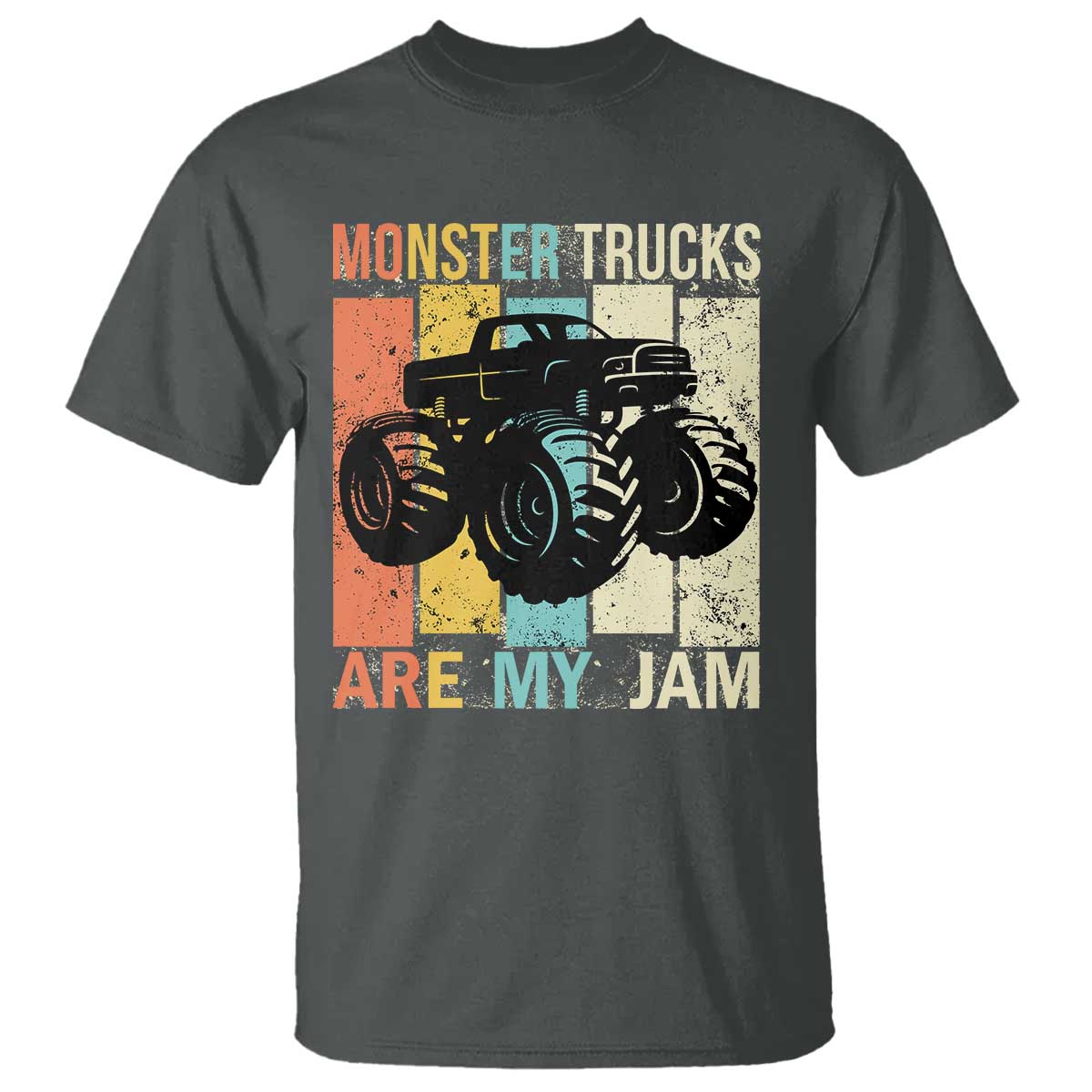 Monster Trucks Are My Jam T Shirt Vintage Retro TS02 Dark Heather Print Your Wear