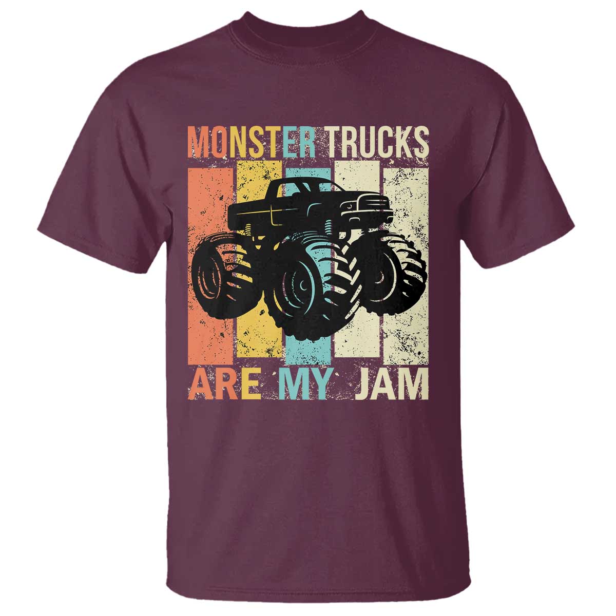 Monster Trucks Are My Jam T Shirt Vintage Retro TS02 Maroon Print Your Wear
