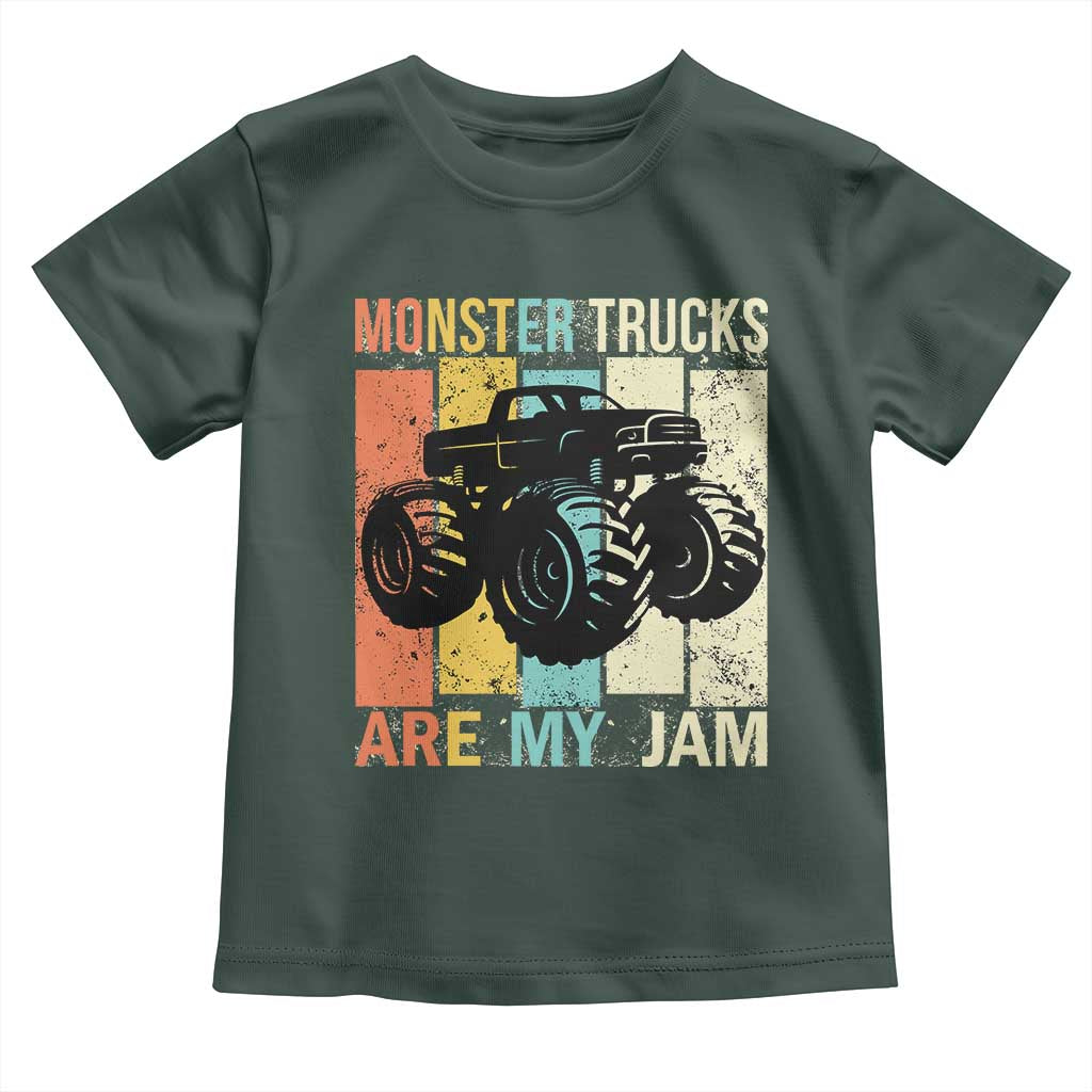 Monster Trucks Are My Jam Toddler T Shirt Vintage Retro TS02 Dark Forest Green Print Your Wear