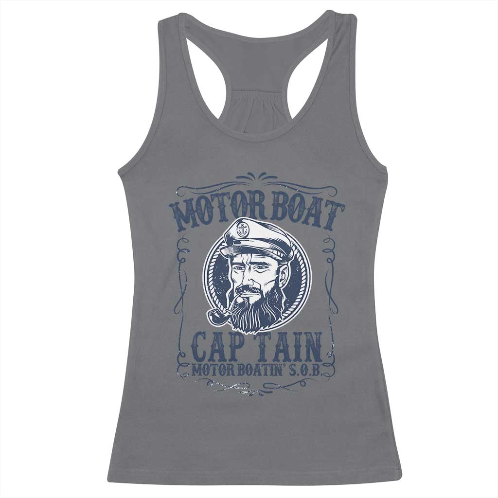 Motor Boat Captain Racerback Tank Top Funny Pontoon Boating Motor Boatin Lake Life TS02 Charcoal Print Your Wear