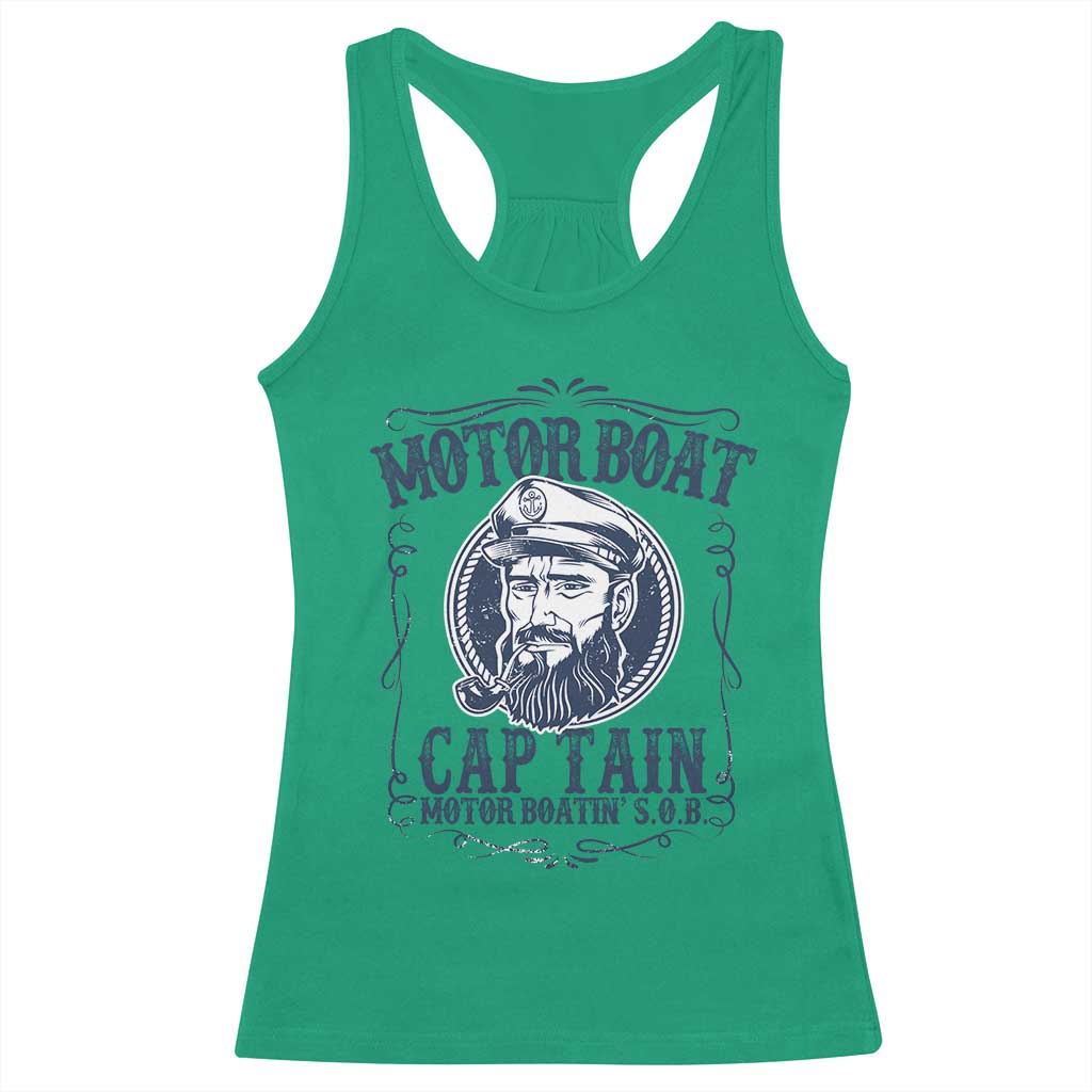 Motor Boat Captain Racerback Tank Top Funny Pontoon Boating Motor Boatin Lake Life TS02 Irish Green Print Your Wear