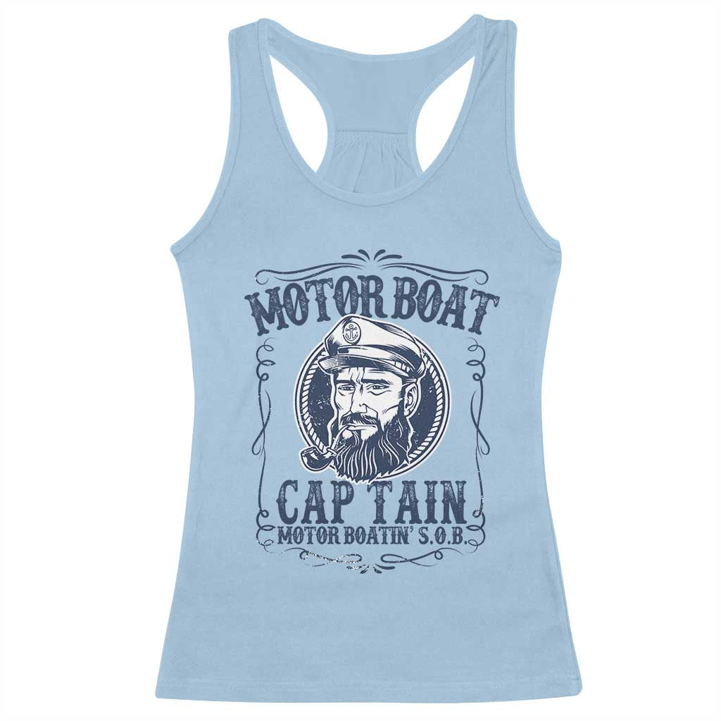 Motor Boat Captain Racerback Tank Top Funny Pontoon Boating Motor Boatin Lake Life TS02 Light Blue Print Your Wear