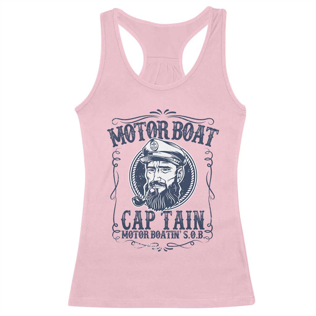 Motor Boat Captain Racerback Tank Top Funny Pontoon Boating Motor Boatin Lake Life TS02 Light Pink Print Your Wear