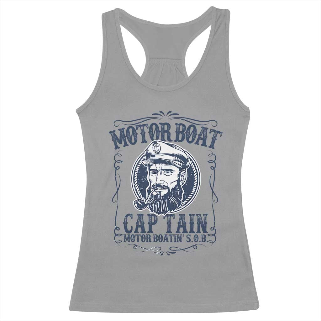 Motor Boat Captain Racerback Tank Top Funny Pontoon Boating Motor Boatin Lake Life TS02 Sport Gray Print Your Wear