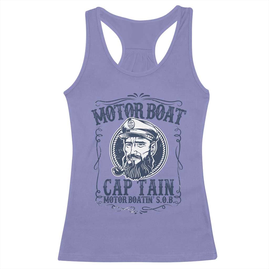 Motor Boat Captain Racerback Tank Top Funny Pontoon Boating Motor Boatin Lake Life TS02 Violet Print Your Wear