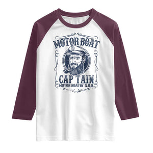 Motor Boat Captain Raglan Shirt Funny Pontoon Boating Motor Boatin Lake Life TS02 White Maroon Print Your Wear