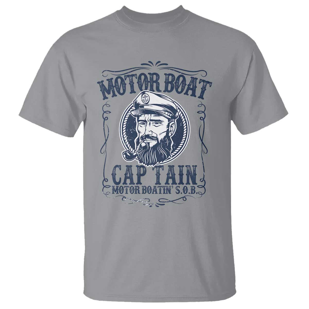Motor Boat Captain T Shirt Funny Pontoon Boating Motor Boatin Lake Life TS02 Sport Gray Print Your Wear