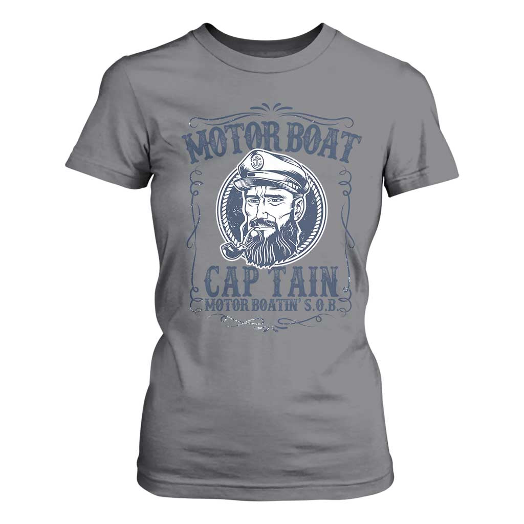 Motor Boat Captain T Shirt For Women Funny Pontoon Boating Motor Boatin Lake Life TS02 Charcoal Print Your Wear
