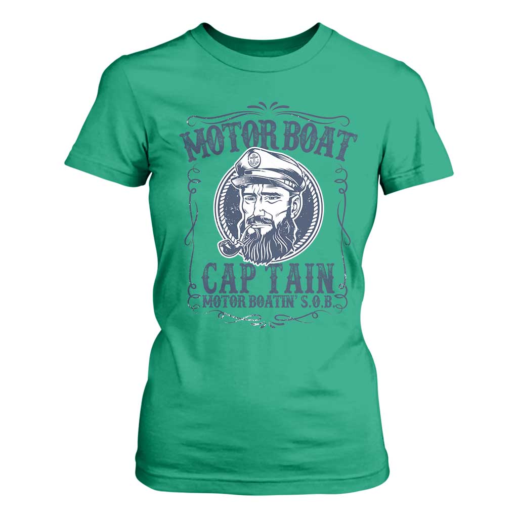Motor Boat Captain T Shirt For Women Funny Pontoon Boating Motor Boatin Lake Life TS02 Irish Green Print Your Wear