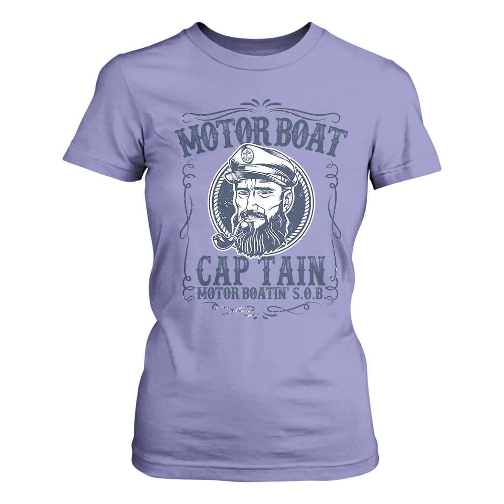 Motor Boat Captain T Shirt For Women Funny Pontoon Boating Motor Boatin Lake Life TS02 Violet Print Your Wear