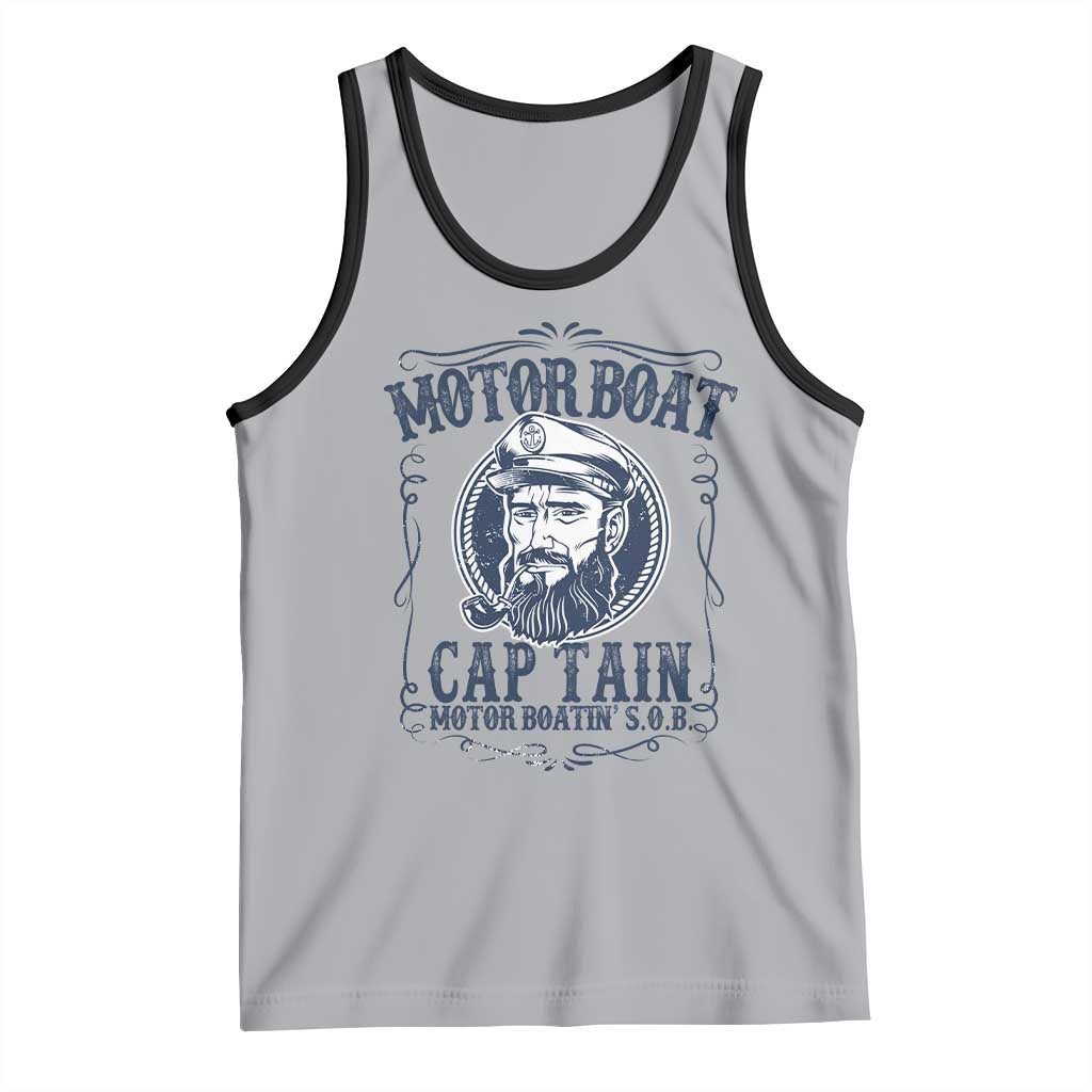 Motor Boat Captain Tank Top Funny Pontoon Boating Motor Boatin Lake Life TS02 Athletic Heather Black Print Your Wear