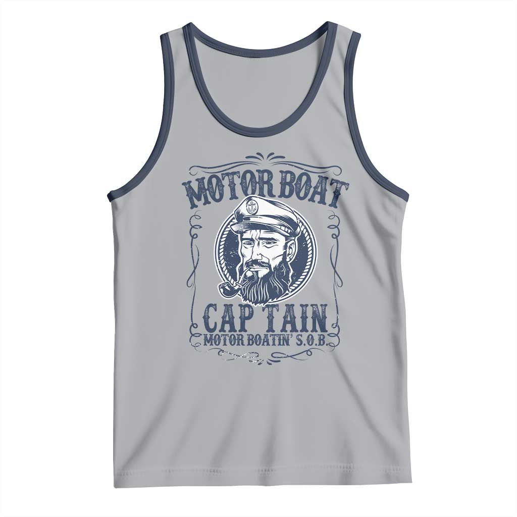 Motor Boat Captain Tank Top Funny Pontoon Boating Motor Boatin Lake Life TS02 Athletic Heather Navy Print Your Wear
