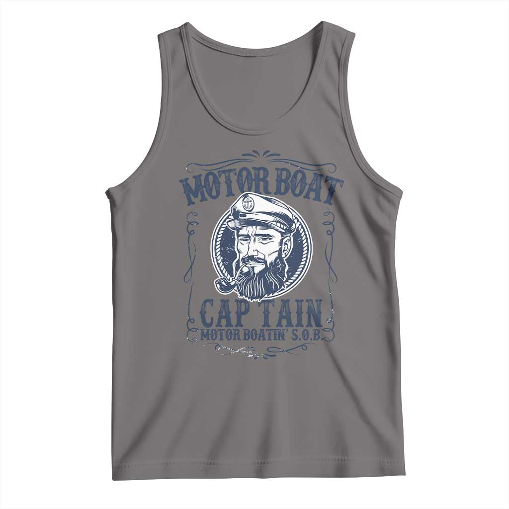 Motor Boat Captain Tank Top Funny Pontoon Boating Motor Boatin Lake Life TS02 Deep Heather Print Your Wear