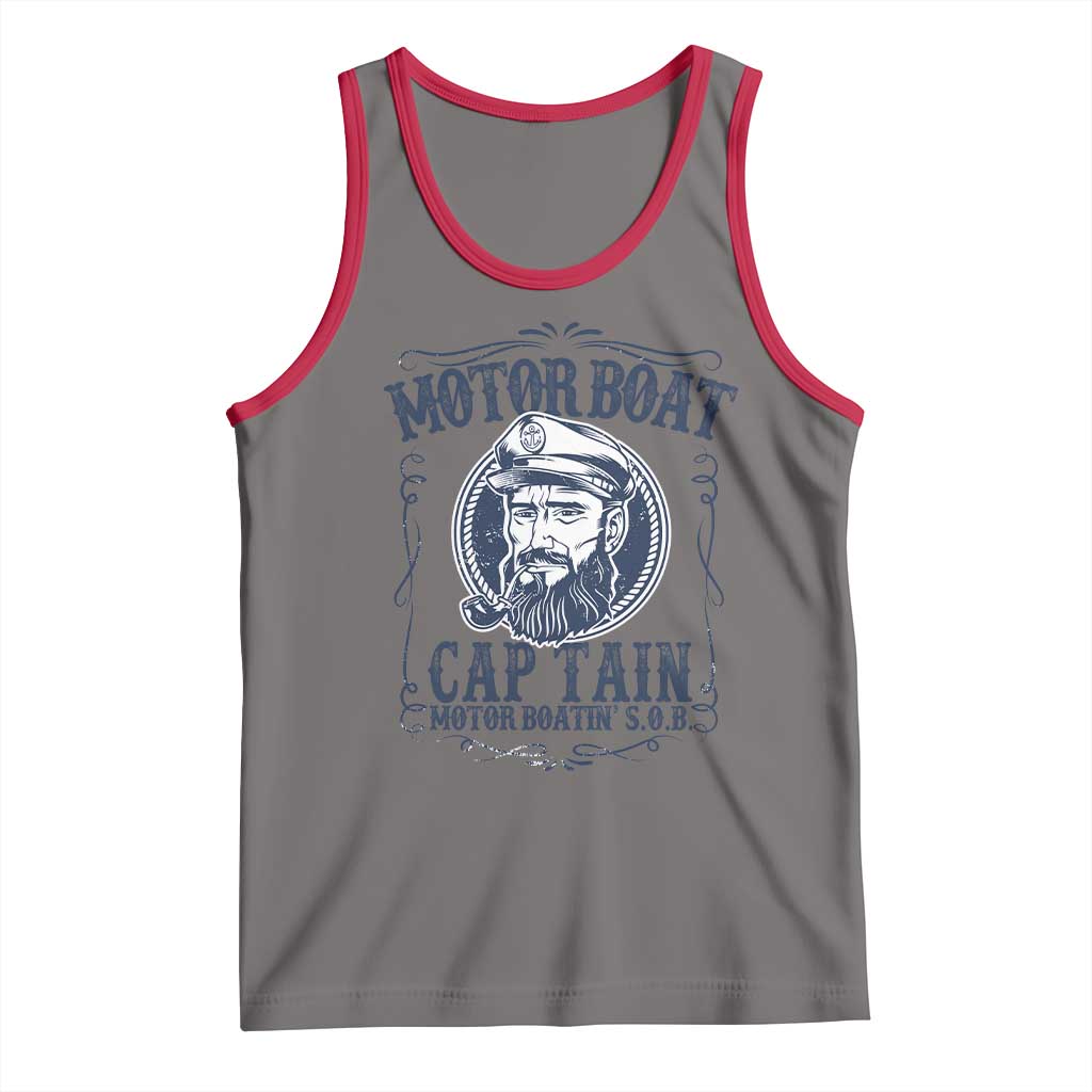 Motor Boat Captain Tank Top Funny Pontoon Boating Motor Boatin Lake Life TS02 Deep Heather Red Print Your Wear
