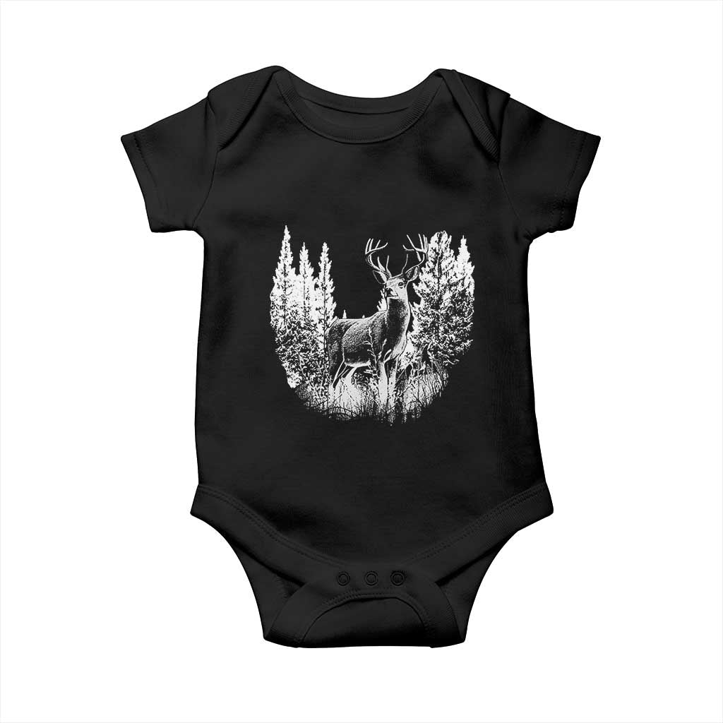 Deer Hunting Baby Onesie Deer Forest Nature Lover Stag Hunter TS02 Black Print Your Wear
