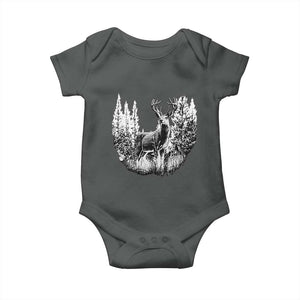 Deer Hunting Baby Onesie Deer Forest Nature Lover Stag Hunter TS02 Dark Heather Print Your Wear