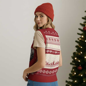 Deer Hunting V-Neck Knit Sweater Vest Deer Forest Nature Lover Stag Hunter TS02 Print Your Wear