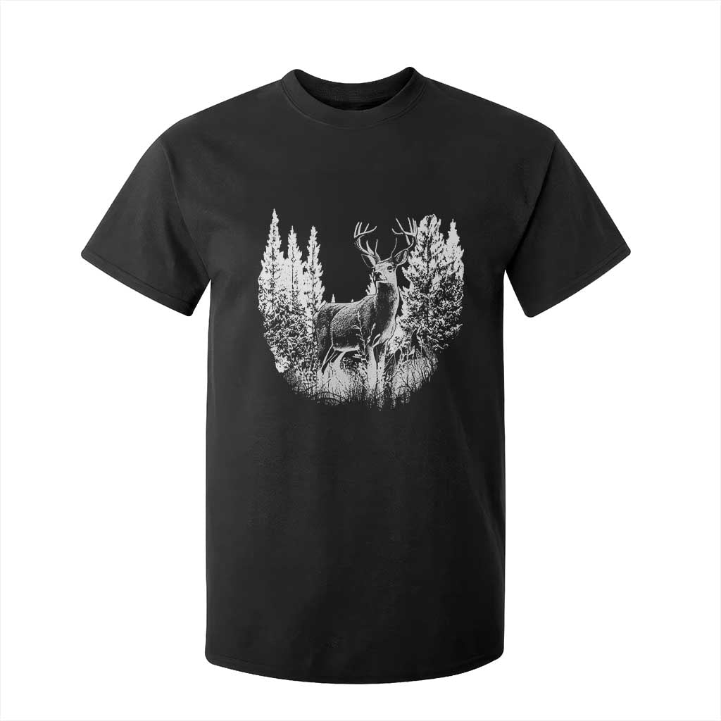 Deer Hunting T Shirt For Kid Deer Forest Nature Lover Stag Hunter TS02 Black Print Your Wear