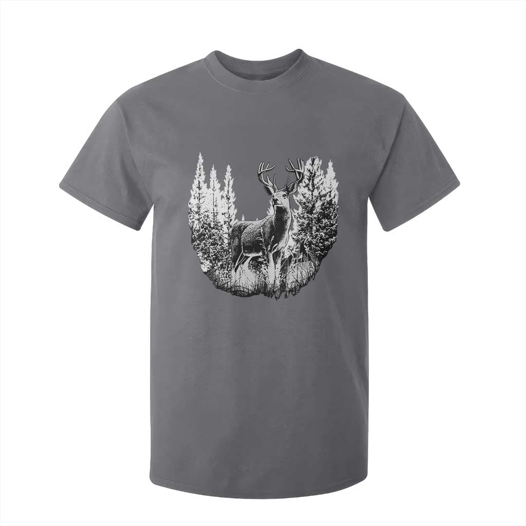 Deer Hunting T Shirt For Kid Deer Forest Nature Lover Stag Hunter TS02 Charcoal Print Your Wear