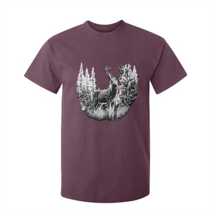 Deer Hunting T Shirt For Kid Deer Forest Nature Lover Stag Hunter TS02 Maroon Print Your Wear