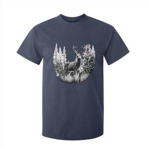 Deer Hunting T Shirt For Kid Deer Forest Nature Lover Stag Hunter TS02 Navy Print Your Wear