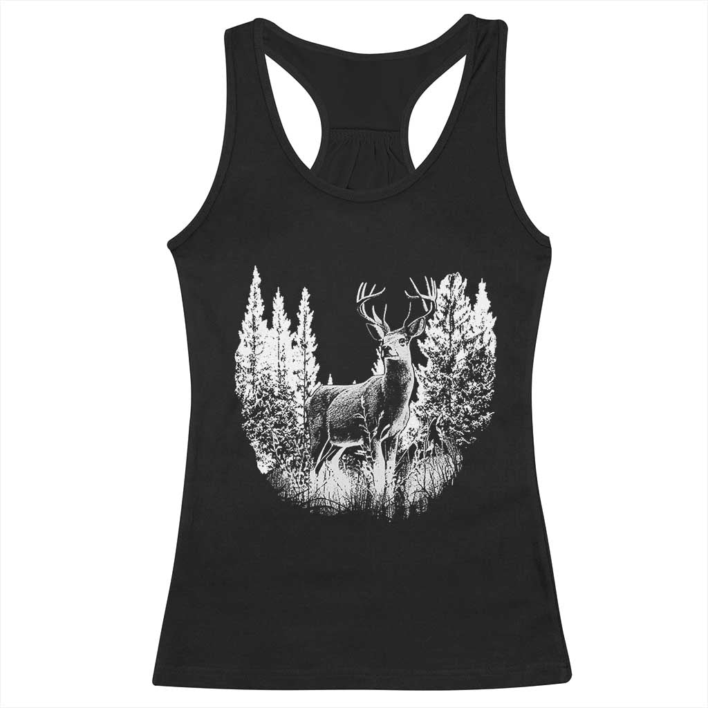 Deer Hunting Racerback Tank Top Deer Forest Nature Lover Stag Hunter TS02 Black Print Your Wear