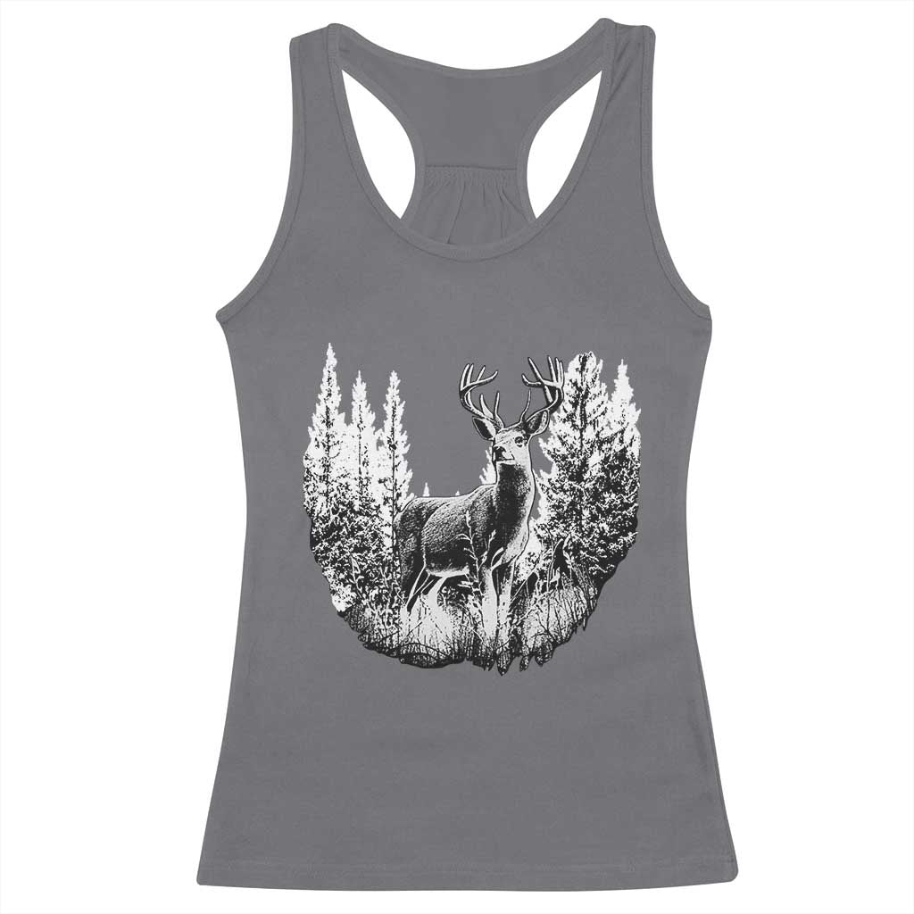 Deer Hunting Racerback Tank Top Deer Forest Nature Lover Stag Hunter TS02 Charcoal Print Your Wear