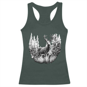 Deer Hunting Racerback Tank Top Deer Forest Nature Lover Stag Hunter TS02 Dark Forest Green Print Your Wear