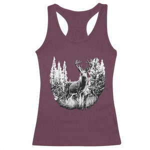 Deer Hunting Racerback Tank Top Deer Forest Nature Lover Stag Hunter TS02 Maroon Print Your Wear