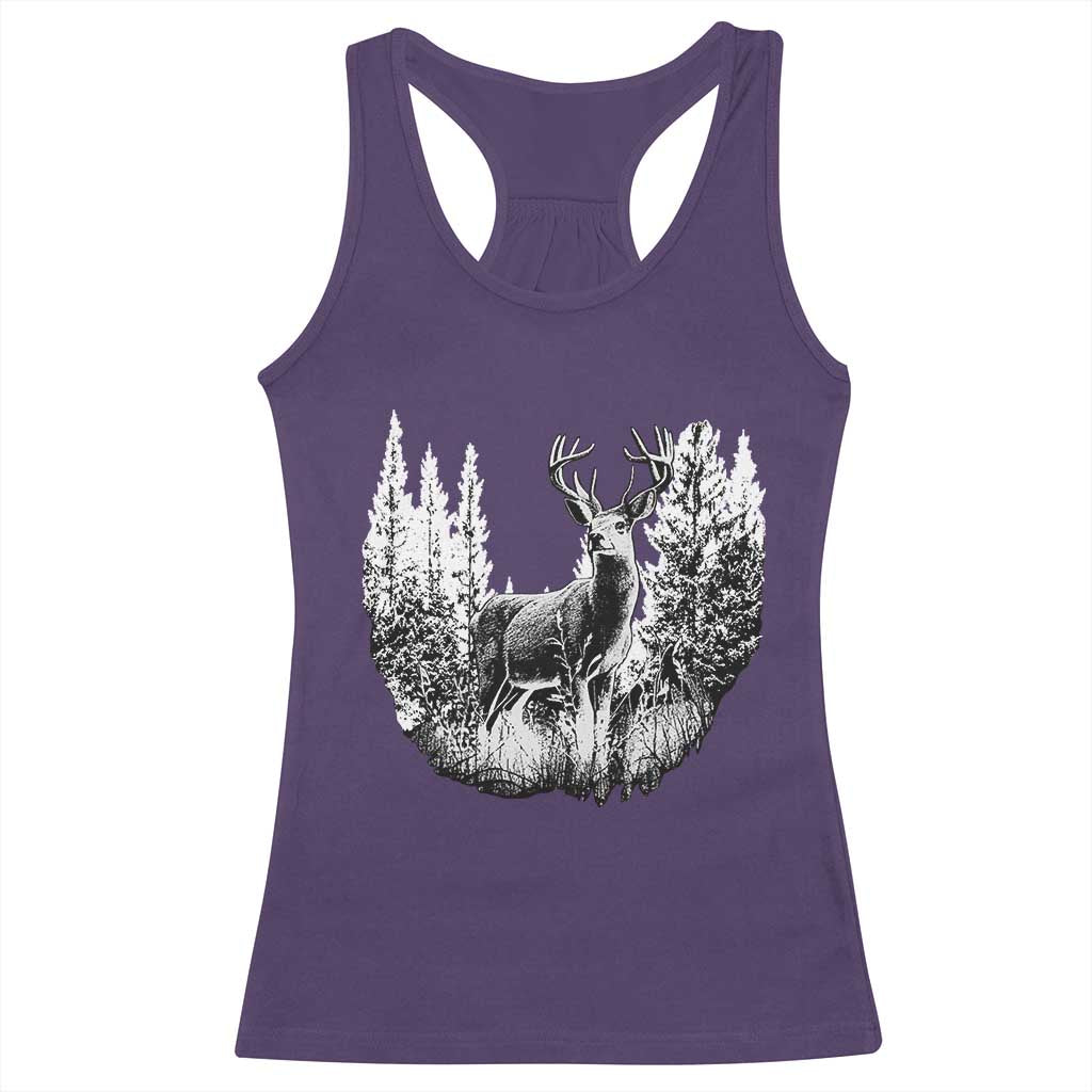 Deer Hunting Racerback Tank Top Deer Forest Nature Lover Stag Hunter TS02 Purple Print Your Wear