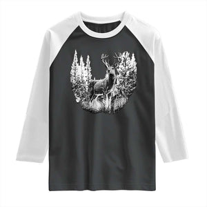 Deer Hunting Raglan Shirt Deer Forest Nature Lover Stag Hunter TS02 Black White Print Your Wear