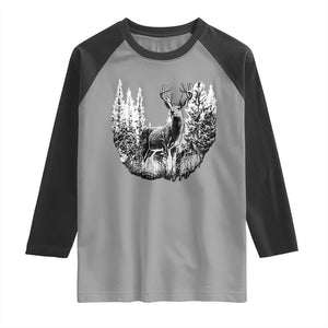 Deer Hunting Raglan Shirt Deer Forest Nature Lover Stag Hunter TS02 Sport Gray Black Print Your Wear