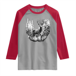 Deer Hunting Raglan Shirt Deer Forest Nature Lover Stag Hunter TS02 Sport Gray Red Print Your Wear