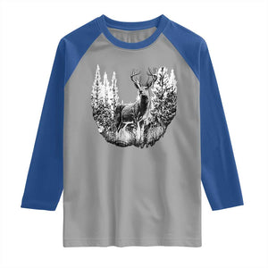 Deer Hunting Raglan Shirt Deer Forest Nature Lover Stag Hunter TS02 Sport Gray Royal Print Your Wear