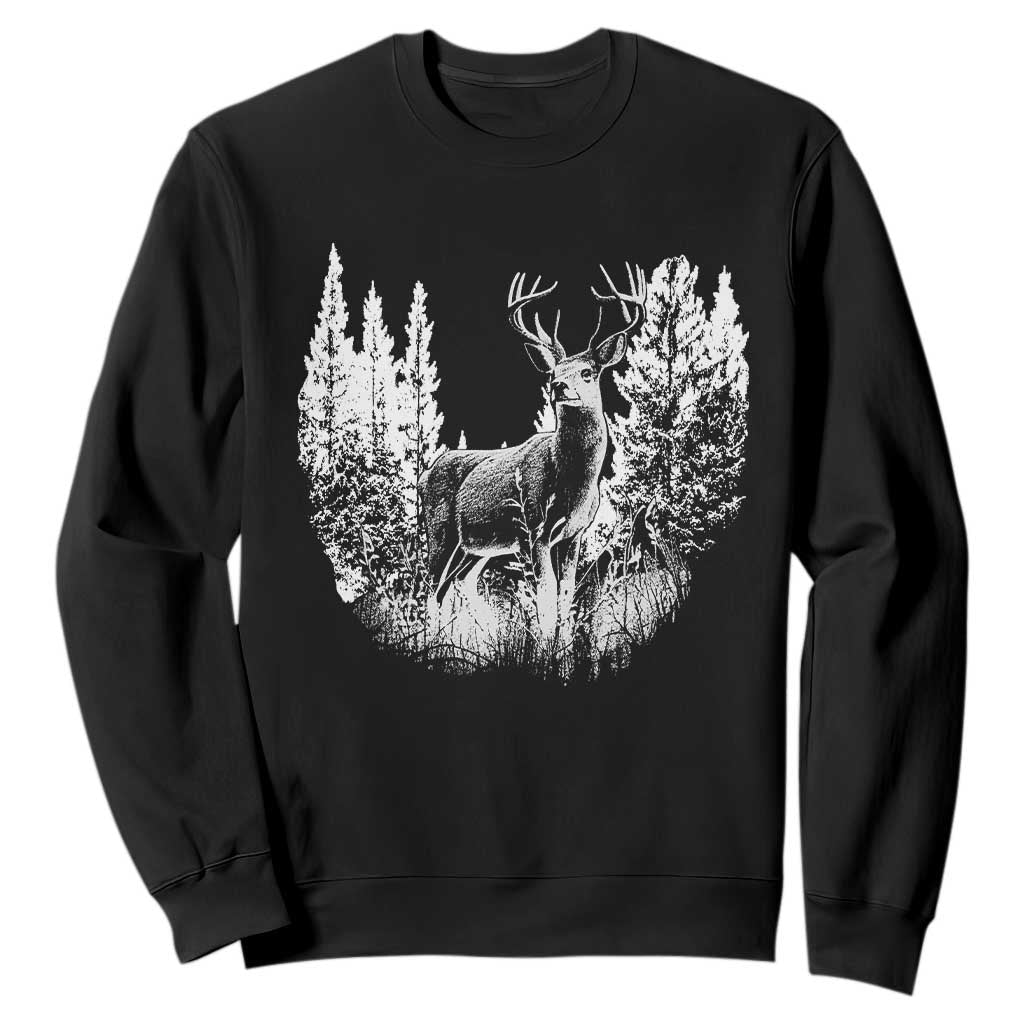 Deer Hunting Sweatshirt Deer Forest Nature Lover Stag Hunter TS02 Black Print Your Wear