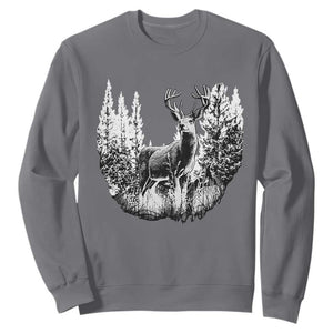 Deer Hunting Sweatshirt Deer Forest Nature Lover Stag Hunter TS02 Charcoal Print Your Wear