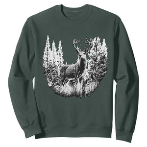 Deer Hunting Sweatshirt Deer Forest Nature Lover Stag Hunter TS02 Dark Forest Green Print Your Wear