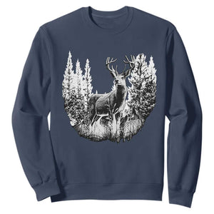 Deer Hunting Sweatshirt Deer Forest Nature Lover Stag Hunter TS02 Navy Print Your Wear