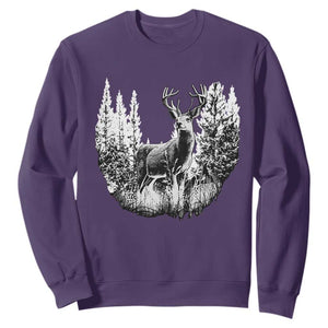 Deer Hunting Sweatshirt Deer Forest Nature Lover Stag Hunter TS02 Purple Print Your Wear